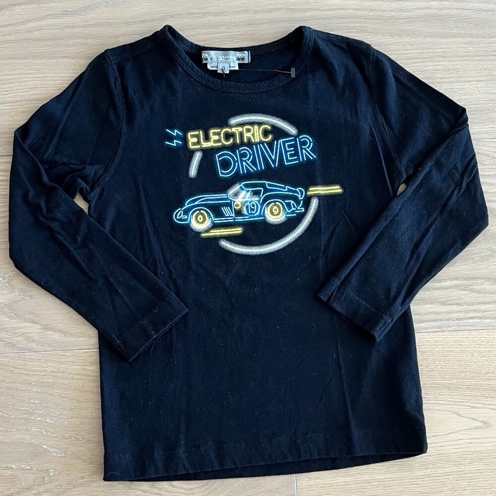 Bonpoint Black Long Sleeve Graphic Tee size 3 NWOT